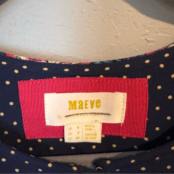 Anthropologie Maeve Floral Long Sleeve Dress with Polka Dot Accents - Picture 8 of 13